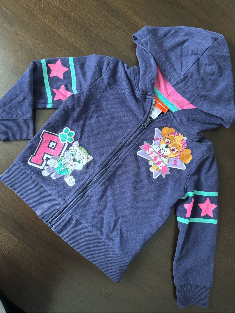 Nickelodeon Paw Patrol Girl Zip Up Hooded Sweater Navy Skye Toddler Size 2T
